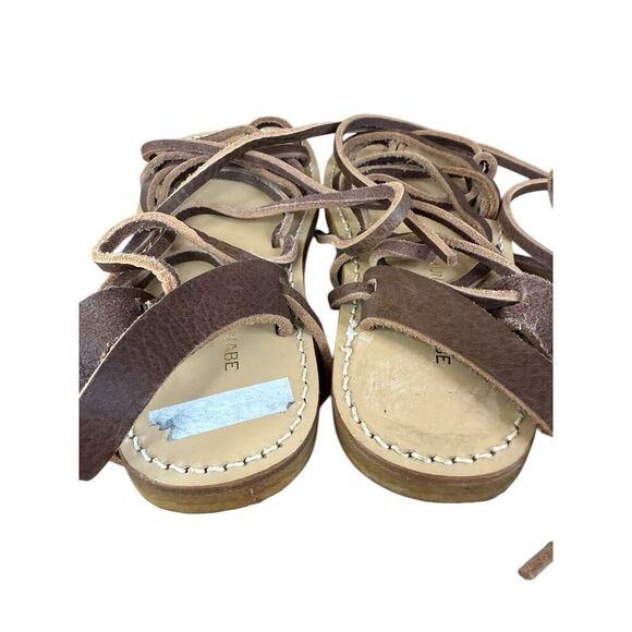 Junya Watanabe x Comme des Garçons Brown Leather Wrap Sandals XS US 6 - Picture 8 of 11